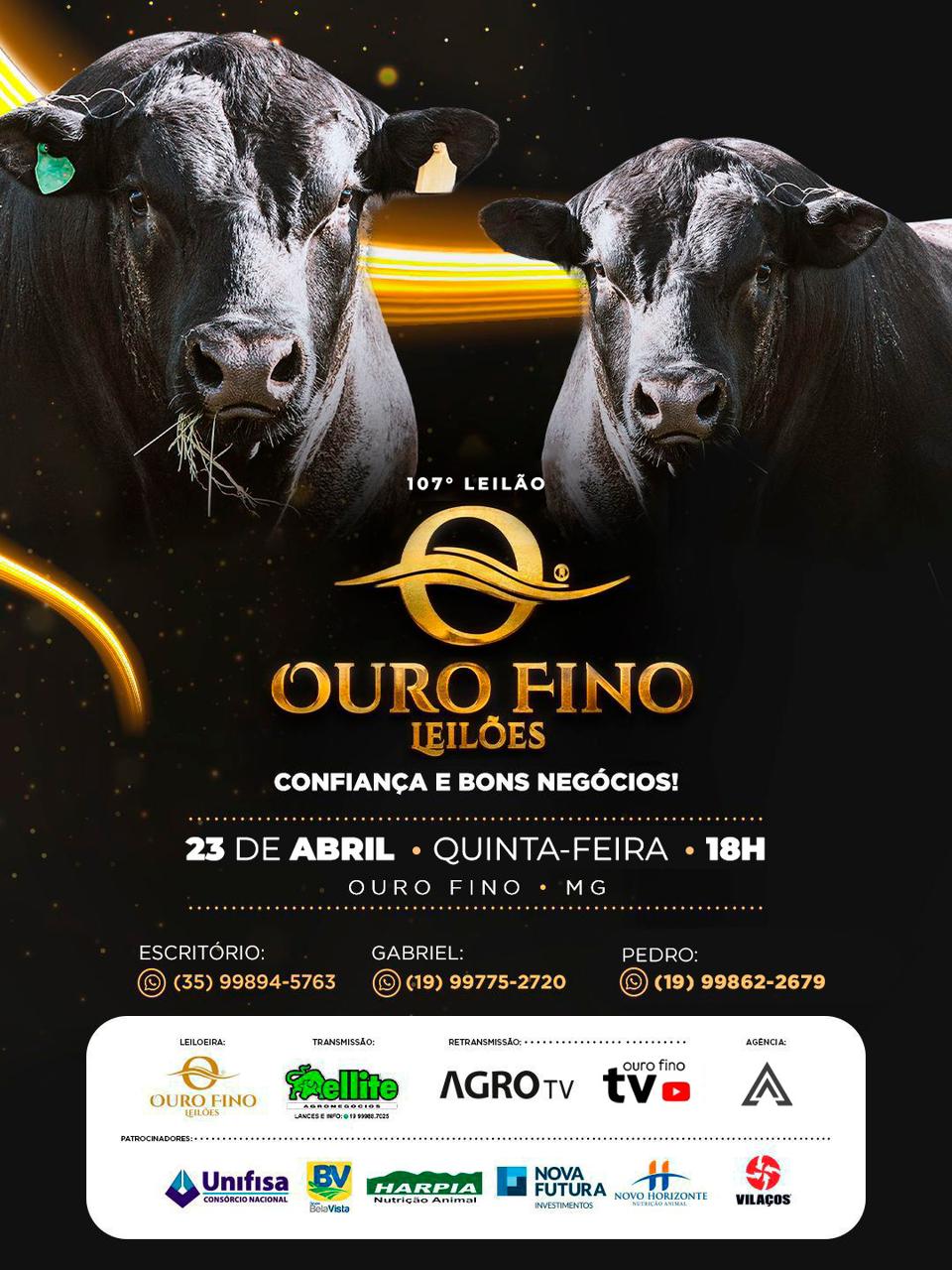 107º LEILÃO PRESENCIAL E VIRTUAL OURO FINO