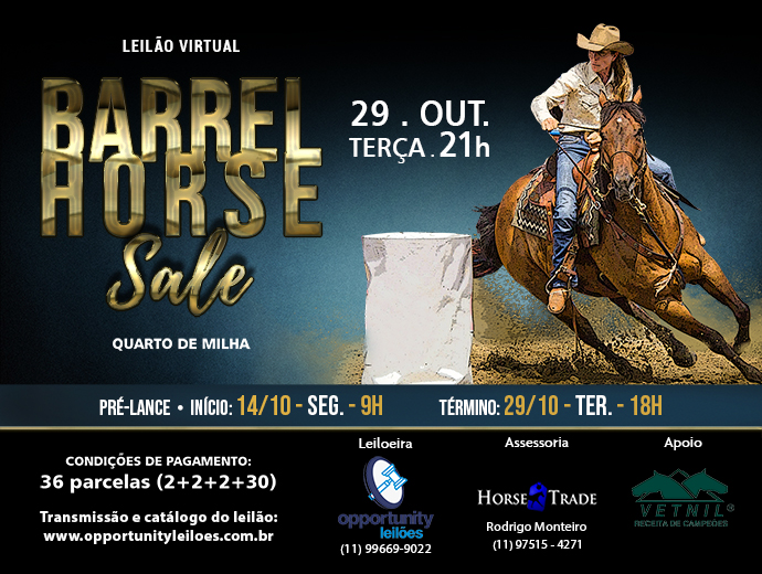 LEILÃO VIRTUAL BARREL HORSE SALE