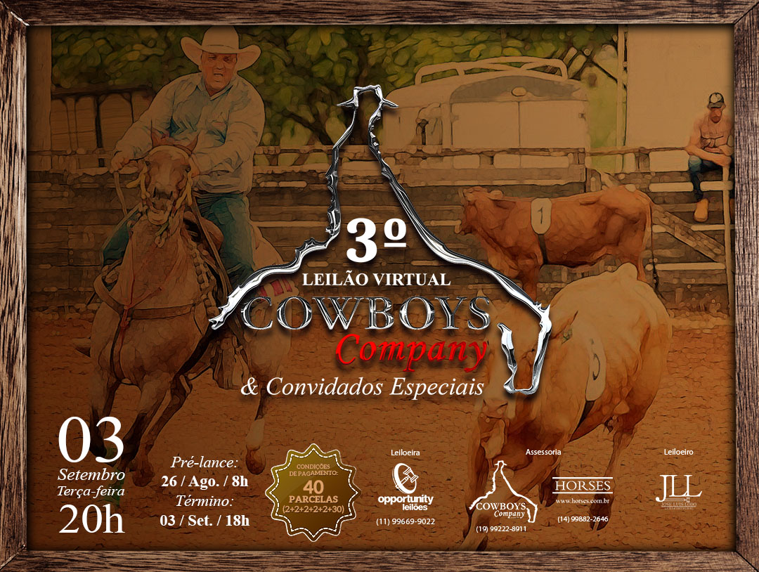 3º LEILÃO VIRTUAL COWBOYS COMPANY
