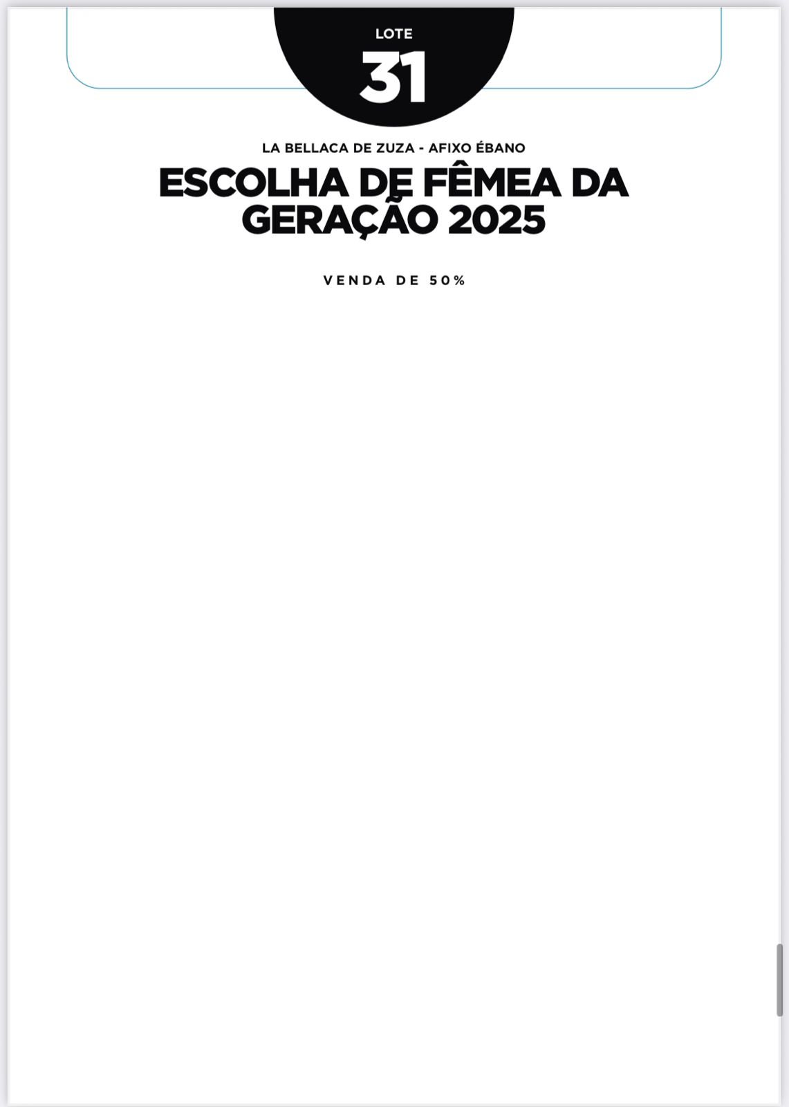 Foto (50.0%) ESCOLHA DE FÊMEA DA GERAÇÃO 2025