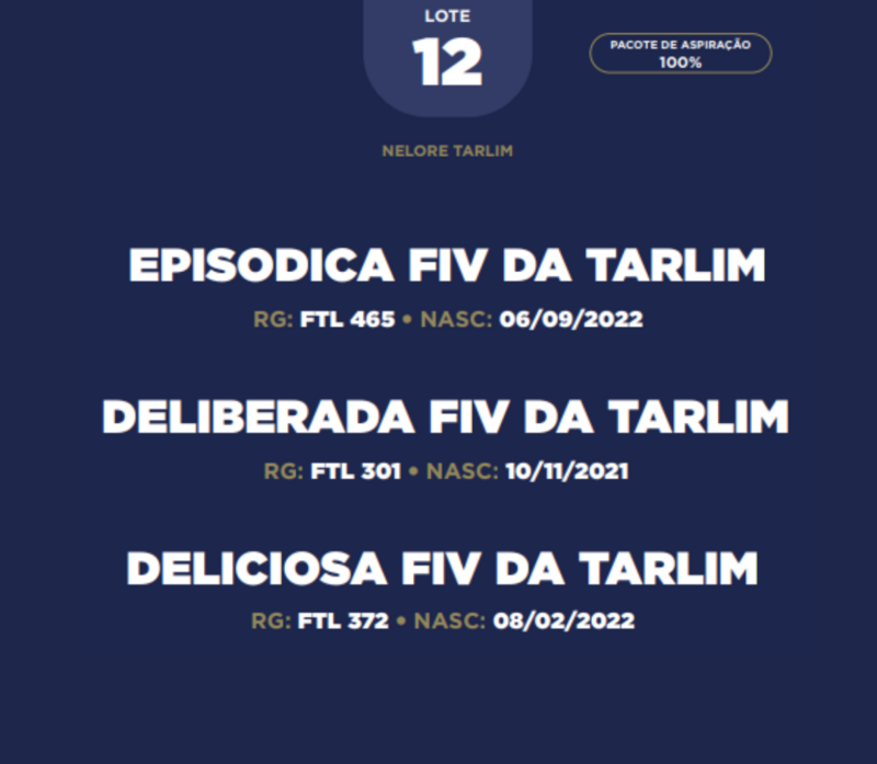 Foto (100.0%) PACOTE DE ASPIRAÇÃO EPISODICA FIV DA TARLIM + DELIBERADA FIV DA TARLIM + DELICIOSA FIV DA TARLIM